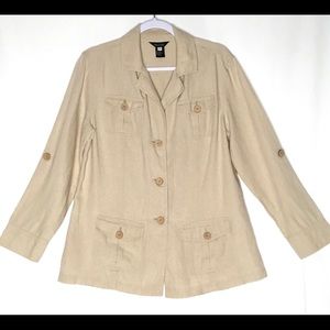 Multiples Womens Beige Safari Shirt Jacket Small